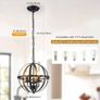 Pendant Light Industrial Globe Pendant Lighting Vintage Chandelier Spherical Hanging Ceiling Fixture for Kitchen Island Dining Table Farmhouse E14 Black 3 Light Image 7