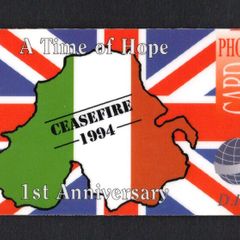 1995 Ireland DIT Phone Card celebrating 1st Anniversary of Ceasefire 1994 noting A Time of Hope