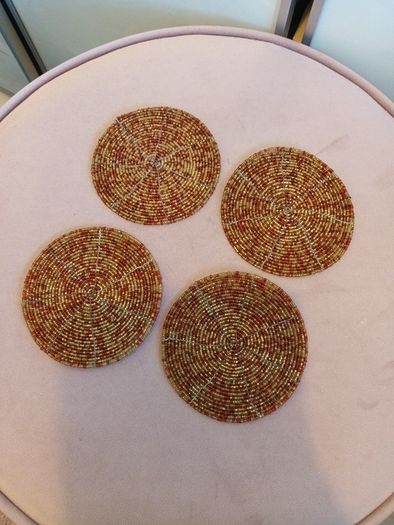 Set of 4 beaded coasters