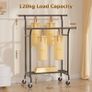 Double Clothes Rail Load 120 KG, Heavy Duty Clothes Rail on Wheels, Protable Clothing Rail with Storage Shelves, Metal Clothing Rack Free Standing for Bedroom, Office, Commercial Store (Black) Image 2