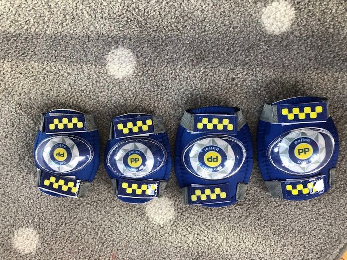 Kids Police helmet with knee pads and elbow pads