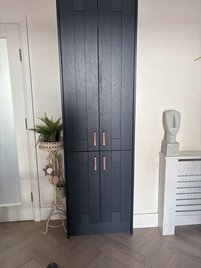 kitchen units from in-house panelling centre in alderley cashmere and navy blue