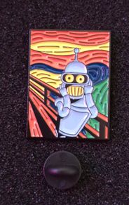 Bender, futurama, pin back badge.
