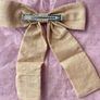 Beige Embroidered Bunny Hair Bow Clip Image 2