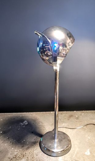 Tall chrome space age eyeball lamp