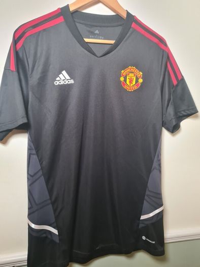 Mens Adidas Manchester United Football Shirt Training Jersey Black 2022-2023 Size Large