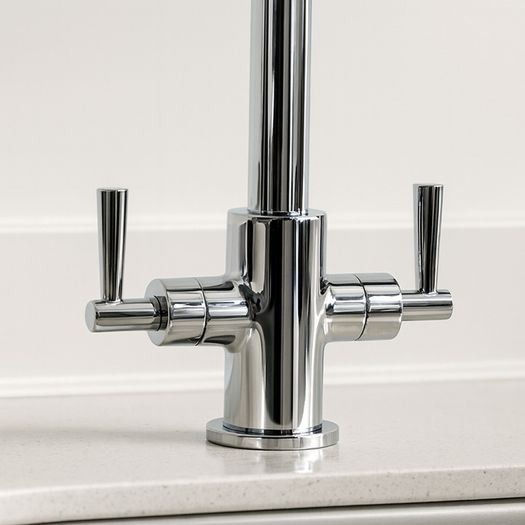 Chrome Kitchen Sink Mixer Tap | Swan Neck Twin Lever