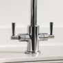 Chrome Kitchen Sink Mixer Tap | Swan Neck Twin Lever Image 2