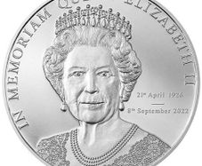 2022 Cook Islands 5 Dollars 1 Oz Silver Coin - In Memoriam Queen Elizabeth II. Proof.(In Capsule)
