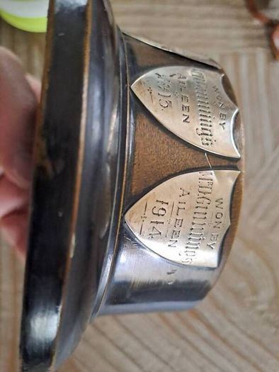 antique trophy 1911 pond boat Bangor silver plated vintage