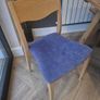Set of 4 Wooden Dining Chairs Blue Suede-Effect Seats Image 4