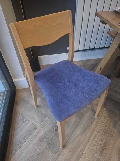 Set of 4 Wooden Dining Chairs Blue Suede-Effect Seats