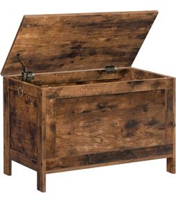 Storage Chest Trunk, Wooden Storage Box, Large Toy Chests with Lid, Toy Box Organizer Unit, Bed End Storage Bench, Shoe Bench, Entryway, Hallway, Bedroom, Rustic Brown (FREE POSTAGE)