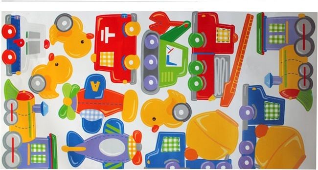 Cars Trucks Ducks Planes Train etc Colour Boys Kids Room Wall Stickers