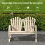 Natural Fir Wood Love Seat Bench, Wheel-Shaped Armrests, Heavy-Duty Load-Bearing Design, Rustic Wooden Finish Image 5