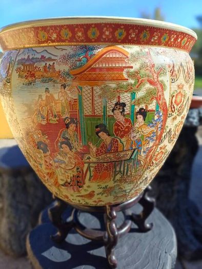 1970s Large Chinese Porcelain Fishbowl/ Planter