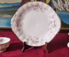 3 Piece Royal Albert / Paragon Victoriana Rose Bone China Gold Gilt Cake Plate, Sugar Bowl And Milk Jug Set Made In England