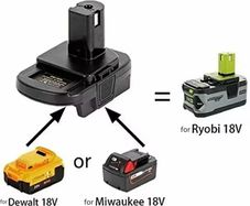 Battery Adapter with USB Port for Dewalt to for Ryobi tools for Milwaukee Battery Convert to for Ryobi 18V Lithium-ion Battery