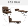 Convertible 1-Seater Armchair Sofa Bed with Removable Quilted Upholstery Grand Comfort Cushion Metal Armrests Suede Brown Image 4