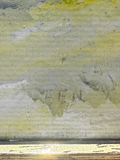 F.E. Nesbitt original signed mountain landscape painting, framed