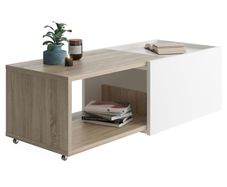 FMD Extendable Coffee Table White and Oak