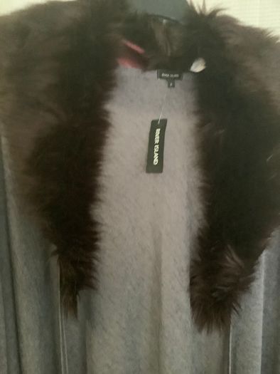 New River Island Cardigan With Fur Collar