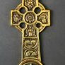 Vintage Brass Celtic Cross Wall Hanging  Irish Religious Decor, High Cross Plaque Image 2