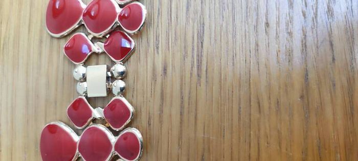 Costume Gold Tone Blue and Red Enamel Bib Necklace