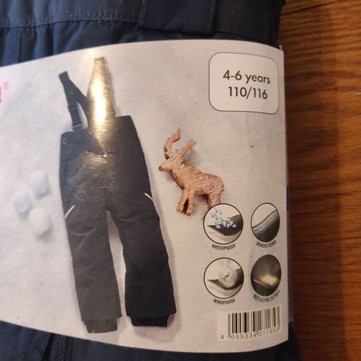 BNWT Lupilu Kids Navy Ski Trousers / Salopettes 4-6 Years (110/116)