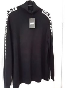 Designer DKNY Polo Neck Knit Jumper - Black - Size L - BNWT RRP 68