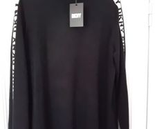 Designer DKNY Polo Neck Knit Jumper - Black - Size L - BNWT RRP 68