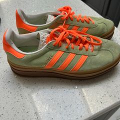 Adidas Gazelle Bold platform trainers - green and orange