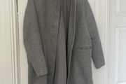 Womens Grey no collar long coat from H&amp;M brand new no tags need gone ASAP due to house clearance