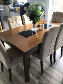 dining table and six chairs