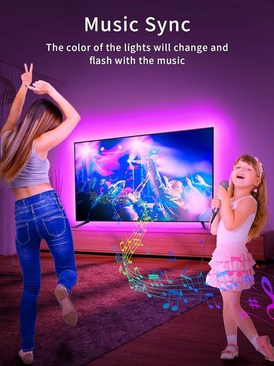 Backlight, 23ft Lights for 70-100 Inch, RGB With Remote, Music Sync Bluetooth APP Control Strip USB Powered for Bedroom/Gaming Room
