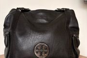 Large black leather bag
