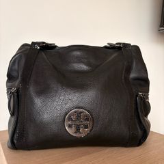 Large black leather bag