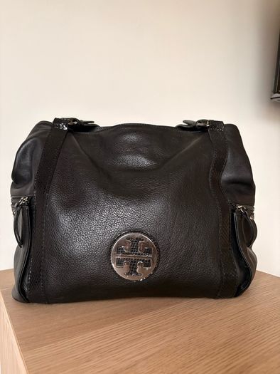 Large black leather bag