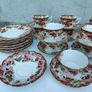 Vintage tea set, 1940's or earlier, with gold edging and floral pattern. Cafe wedding decor Image 2