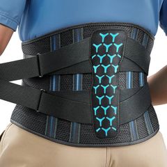 Back Support Belt for Lower Back Pain Relief with 7 Stays, Adjustable Back Brace Support for Work, Heavy Lifting, Lumbar Support Belt for Sciatica Scoliosis (Blue, M)
