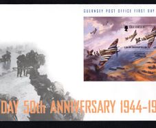 1994 Guernsey 50th Anniversary of D-Day Commemorative Stamp Miniature Sheet Official First Day Cover (FDC)