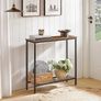 Slim Console Table with Storage, Narrow Console Table for Hallway, Industrial Hallway Table, Slim Sofa Table for Living Room, Bedroom, Rustic Brown and Black Image 3