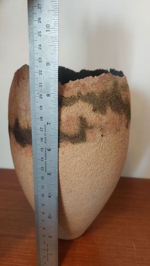 Fabulous Tall Hand-Built Studio Pottery Vase in a Textured Stoneware Clay with an Organic Asymmetric Shape, Hand Made, A Piece of Sculptural Art, But Unknown Maker