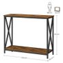 _Console Table, Side Table, Hallway Table, Sofa Table, Cross Braces, 100 x 35 x 80 cm, for Living Room, Hallway, Steel Frame, Industrial Design, Vintage Brown/Black Image 3
