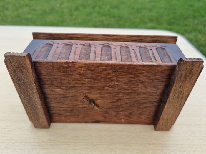 Wooden miniature vintage bench with music box