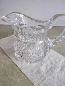 Vintage Bohemia Hand Cut Lead Crystal 24% Au Plomb Czechoslovakia  Cream or milk jug