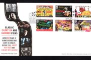 2008 Great Britain Classic Carry On and Hammer Films Commemorative Stamps addressed First Day Cover (FDC) with Edinburgh pictorial cancel