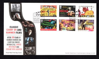2008 Great Britain Classic Carry On and Hammer Films Commemorative Stamps addressed First Day Cover (FDC) with Edinburgh pictorial cancel