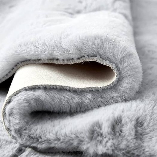 Grey Faux Fur Rug, 60 x 90 cm, Fluffy Soft Rug, Living Room, Children's Room, Decoration, Washable, Rectangular