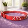 Red Leather Studded Unisex Belt Vintage Punk Star Rivet Belt Handmade Genuine Leather Waist Belt Image 3